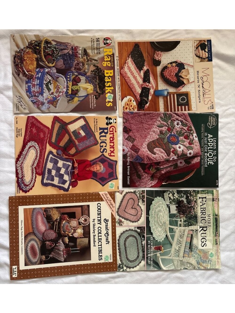 Lot Of 6 Vintage Craft Pattern Books Rag Rugs Coiled Baskets Various Designers